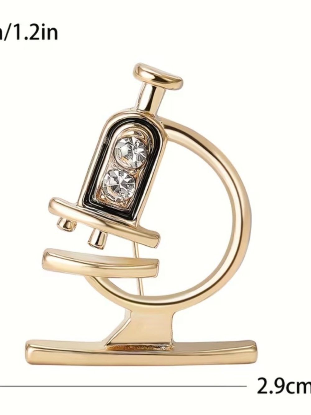Gold-Tone Crystal Accent UNiSEX Brooch Pin MICROSCOPE -Science or Research NEW